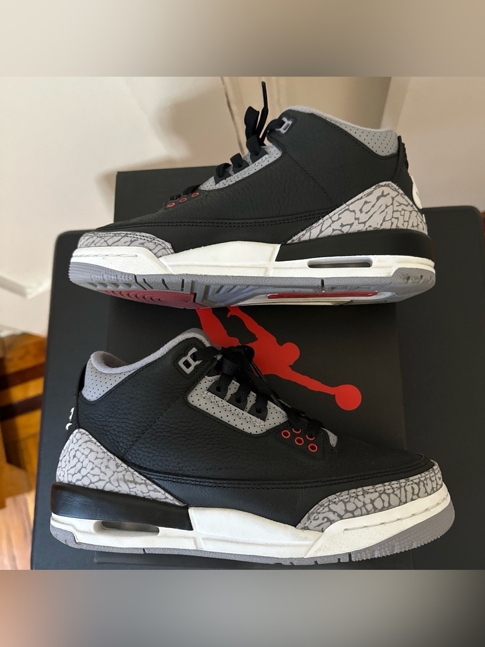 Jordan Kids Black Cement Retro 3 Sneakers